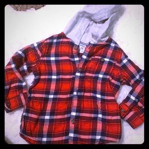 BOYS button down with attached hood